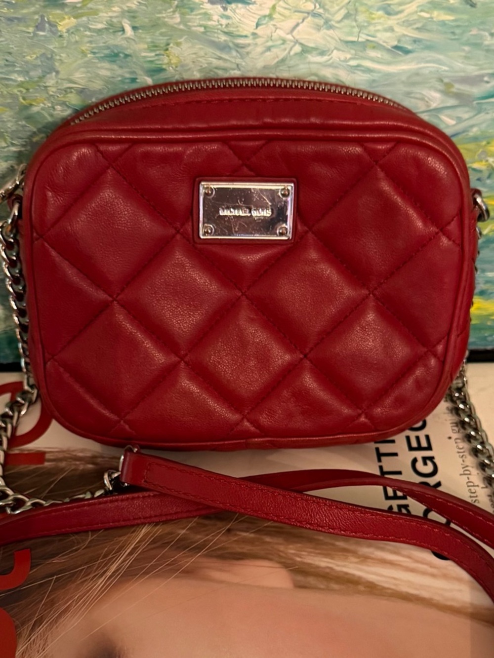 Michael Kors Red Quilted Leather Crossbody Bag